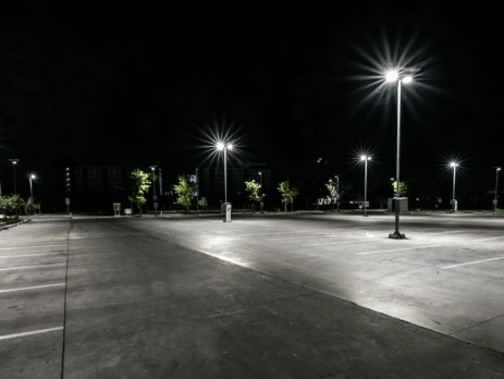led parking lot lights at night