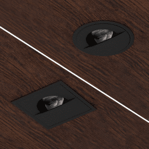 Downlight Wallwash Microflange (DWM) ST3Arm Black (BK) installation in millwork