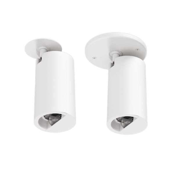 PW - Perfect White LCM-DSN canopy mount head (right) and discreet canopy (Left)