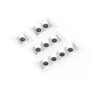 Open Microflange (OM) SAR Small Array Family in Perfect White (PW) with louver (HL)