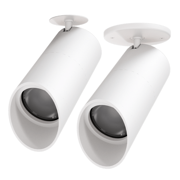 PW - Perfect White LCG-WW canopy mount head (right) and discreet canopy (left)
