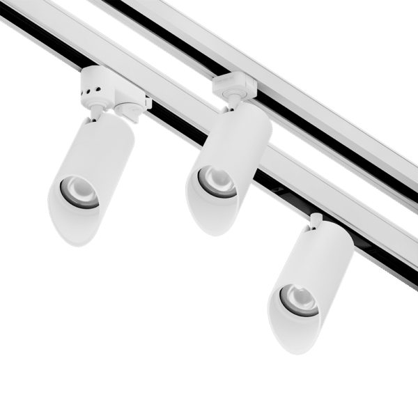 PW - Perfect White LCS-WW trackhead with GAIA G-Type adapter (left), JLH-Adapter (center), GAIA+ concealed adapter (right)