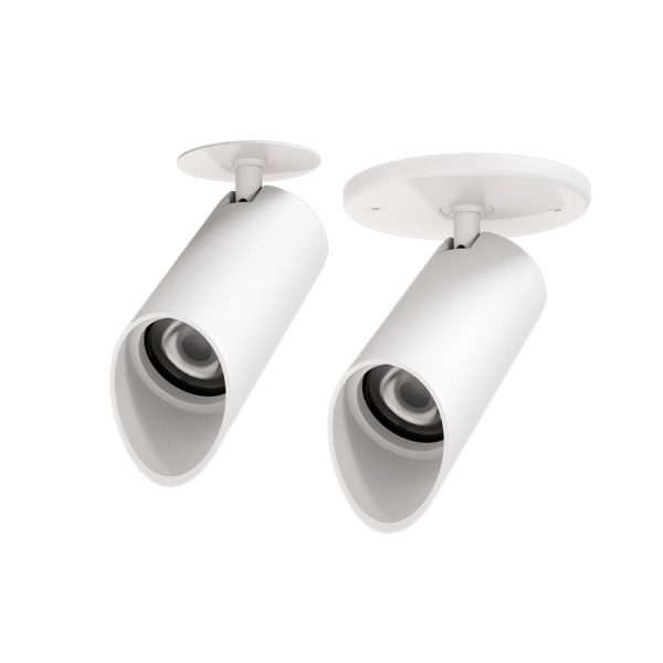PW - Perfect White LCS-WW canopy mount head (right) and discreet canopy (left)